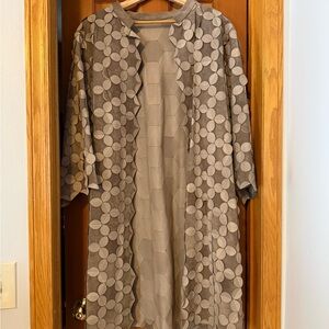 VINTAGE Oscar de la Renta leather applique overcoat